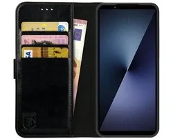 Rosso Element Geschikt voor Sony Xperia 1 VII | Wallet Book Case | Portemonnee Hoesje | 3 Pasjes | Magneetsluiting | Stand Functie | Zwart