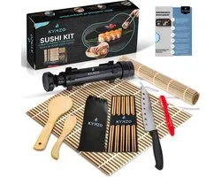 Kymzo Sushi Making Kit - Sushi Maker - Nigiri Maker - Sushi Set - Sushi Bazooka - Sushi Roller - Facile pour les débutants - Tapis en bambou 100% naturel - Cadeau