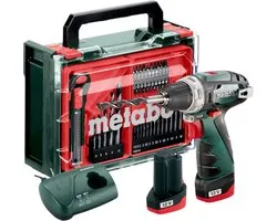 Metabo Powermaxx BS Basic set perceuse-visseuse sans fil 12 V 34 Nm (600080710) + 2x batterie 2,0 Ah + chargeur + jeu d'accessoires 41 pièces + mallette