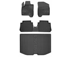 Ensemble Premium de Protection Intérieure: Ensemble de Tapis en Caoutchouc No.77 + Tapis de Coffre DryZone - Compatible avec Citroen C3 Picasso (2009-2017) - Plancher de Chargement Haut - TPE - Zwart - FROGUM