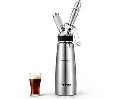VEVOR Nitro Cold Brew Koffiemachine 0,5 L Roestvrijstalen Nitro Koffiedispenser Ideaal voor Cold Brew Koffie, Bier en Room, Zonder Stroomaansluiting met Zelfsluitende Functie, Overdrukbeveiliging en Roestvrijstalen Onderdelen