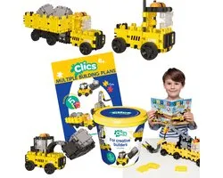 Clics Builders 5-in-1 bouwblokken– DUURZAAM SPEELGOED gemaakt van GERECYCLEERDE kunststof- bouwset 5 in 1 - speelgoed 4,5,6,7,8 jaar jongens en meisjes- educatief speelgoed- Montessori speelgoed- constructie speelgoed