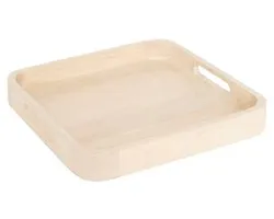 Plateau - Plateau de service - Planche de service - Plateau en bois de manguier - Plateau de service carré - Plateau décoratif pour servir, café et décoration intérieure - Sans danger pour les aliments - Bois - 34,5 x 34,5 cm - Naturel