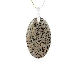 NirvanaIN Natural Dalmatian Jasper Pendant Oval Shape (41.5X67.4Mm) Healing Chakra Gemstone Rock Charms Pendant for - ShopVlot
