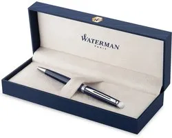 Stylo à bille Waterman Hémisphère, laque bleue avec détails en palladium, pointe moyenne, encre bleue, coffret cadeau