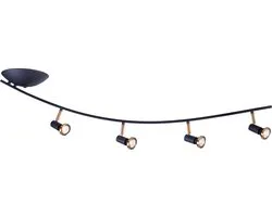 Xzibit plafondspot 4-lichts richtbaar, staal zwart/brons, GU10 LED 5W dimbaar 2700K, 400 lumen, IP20