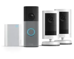 Ring Battery Video Doorbell 2K met Chime en 2-pack camera op batterij - Bundel