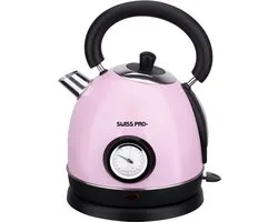 Swiss Pro+ | Retro Line | Bouilloire 1,8L 2200W - Electrique - Rose - Design Classic | Modèle 2022 - Super Pink