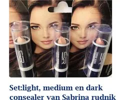 Sabrina Rudnik Cosmetics - Correcteur Stick / Coverstick - SET 3 TEINTES - numéros 1, 2 ET 3 - en emballage blister