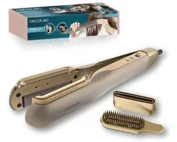 Cecotec Plancha de Pelo con Aire AirLisse 2in1 ForceDry Champagne. 1000W, Flujo de Aire 19,7m/s, 2 Cabezales Imantados
