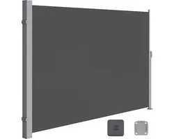 SONGMICS Auvent latéral avec boîtier en acier, résistant à la rouille, extensible, 160 x 450 cm, brise-vue, protection solaire, opaque, store enrouleur latéral, pour balcon, terrasse, jardin, anthracite