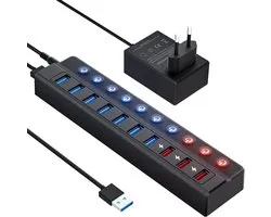 USB hub met voeding – USB hub – Powered USB hub – USB splitter – Meerdere USB poorten – Opladen & dataoverdracht – Laptop & PC – Thuiswerken – Kantoor – Accessoires – Universeel