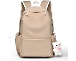Schooltas- Rugtas - Schooltas meisje - Unisex Laptop Rugzak - School Backpack - Studenten - Scholieren - Waterdicht - Geen accessoires meegeleverd - Kaki met bedel