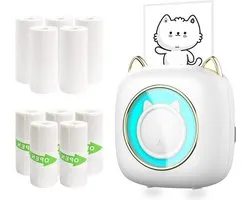 Mini Printer 10 Rolls Print Paper Portable Bluetooth Printer for iOS and Android Thermal Printer for Travel Lists Learning Notes Labels by Umelee