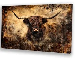 Highlander écossais aux couleurs d'automne - Tableau sur toile Highlander écossais - Peintures Highlander - Réaliste - Décoration d'intérieur - Décoration maison - Toile 45x30 cm