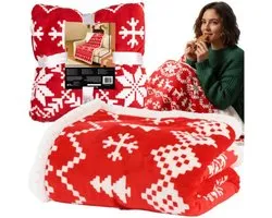 MOZY® - Kerstdeken - Rood - 130x170 cm - Plaid - Fleecedeken - Kerst - Kerstmis