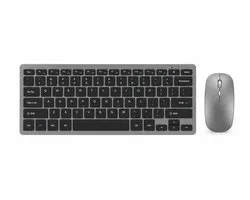 APO Electronics® AirKeys S1 - Draadloos Toetsenbord en Muis Set - Bluetooth + USB - Stil Typen - Ultradun Design - Compact Keyboard - Tot 5000 DPI - Geschikt Voor Windows & Mac - Grijs