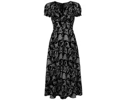 Hell Bunny Anatomy Dress Dames Maxi-jurk - zwart/wit - XS