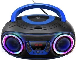 Denver Draagbare Radio CD Speler Kinderen - Bluetooth - Lichteffecten - Boombox - AUX - FM - TCL212BT - Blauw