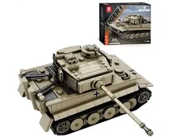 Reobrix - 77031 Tiger Tank bouwset | World of Tanks Edition | WW2 Army auto constructie modelbouw | Educatief militair & leger speelgoed bouwpakketten voor kinderen & volwassenen | Schaal 1:28 | Blok formaat 4.9mm | 1140 bouwstenen