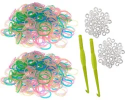600 Loom Bands met 2 weefhaken en S-clips multicolour