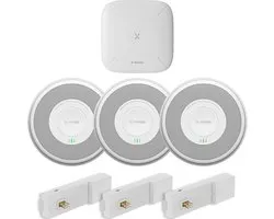 X-Sense XS0F-PMA Slimme rookmelder 230v + RF Module 3-pack met SBS50 Base Station - Met 10 jaar back-up batterij - Aansluiten op lichtnet - Bedraad en draadloos koppelbaar - Werkt via app - WiFi gateway - Voldoet aan bouwbesluit NEN2555 norm