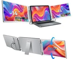 Écran portable Virello® 14" Full HD - USB-C et HDMI - Housse de protection incluse - Pour ordinateur portable, MacBook, PS5, Nintendo Switch - Grijs - Garantie 2 ans