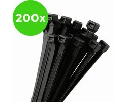 Eleganca Kabelbinders - 200 Stuks - Tie Wraps - Kabel Organiser - UV-bestendig - Tyraps - Draagkracht 55 kg - 7.6 x 450 mm - Zwart