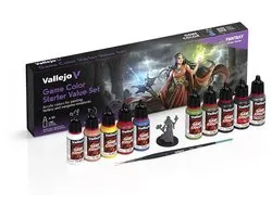 Vallejo Hobbyverf Acrylverf - 72215 Game Color - Starter Value Set incl. 1 Miniatuur - 1 Penseel - Acryl Set - 10x Verf set - 10x 18 ml