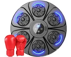 Music Boxing Machine, Smart Wall Mounted Punching Trainer, Interactive LED Fitness Pad, Home Workout Boxing Equipment, Ideal for Cardio and Reflex Training - met children's boxing gloves