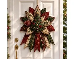 Quilt kerstboom Deurhanger - DIY Quilted Christmas Tree Kit - Kerst Deurdecoratie - Kerst Ornament - Kerstmis - 3D Stofkunst - Patchworkpakket - Kerstcadeau - Tafeldecoratie - Kerstversiering - Voor voordeur, muur en open haard tijdens - Rood
