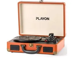 Platine vinyle Playon - Bluetooth - Haut- Enceintes intégrés - Rétro - Marron