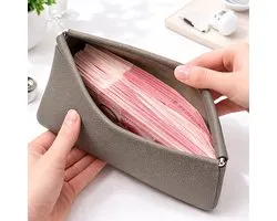 Lange Portemonnee PU Leer – Wallet met Rits & Magnetische Sluiting – Reis Organizer voor Geld, Pasjes & Paspoort – Minimalistische Clutch Portemonnee – Grijs
