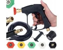 Rosfix Accessoireset Spuitpistool Set - Hogedrukpistool 300 Bar - 8 M Hogedrukslang, 5 Spuitmondjes - Geschikt voor Kärcher