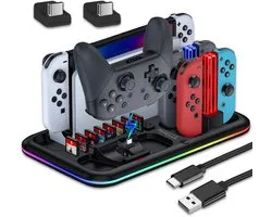 Station de charge 5 en 1 pour Switch - Compatible avec la station d'accueil Nintendo Switch - Chargeur de manette - Station de charge pour console - Accessoires de vêtements pour bébé