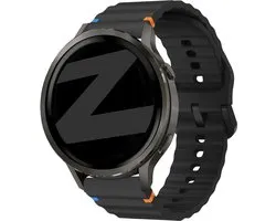 Bracelet Silicone Bandz 'Wave' compatible avec Garmin Vivoactive 6 / 5 / 3 / Vivomove / 3 / HR / Style / Luxe / Sport / Trend / Forerunner 645 / 570 / 245 / 165 / 55 / Venu / SQ / SQ2 / 2 Plus / Approach S12 / S40 / S42 / S44 - Zwart