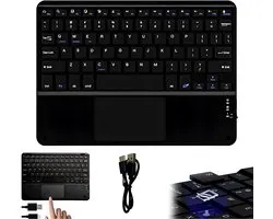 Draadloos Bluetooth-toetsenbord met USB-touchpad - Compatibel met Apple-, Lenovo- en Huawei-telefoons - 10-inch touchscreen - Inclusief oplaadkabel - Zwart