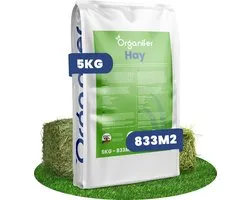 Semences de graminées Foin - 5 kg pour 833 m2 - Mélange de semences de graminées de qualité Premium pour Foin et ensilage - Rendement nutritif de haute qualité avec repousse rapide, durable - Certifié NAK- Organifer