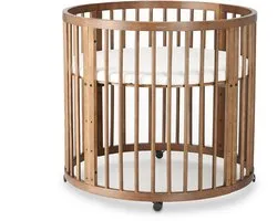 Deryan Willow Box - Ronde Houten Babybox inclusief Matras - Bruin