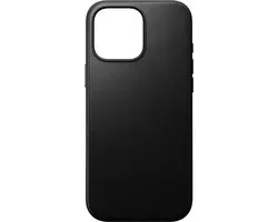 Coque Nomad adaptée à Apple iPhone 16 Pro Max | Étui en cuir moderne | Compatible avec MagSafe et le chargement sans fil | Couverture arrière en Cuir véritable | Noir