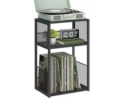 Meuble pour platine vinyle SNJY® - Meuble pour platine vinyle - Support pour LP - Support pour disques - 30P x 43L x 69H cm - Noir