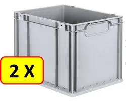 2 x Euronorm stapelbak transportkrat H32 - 40x30x32 cm - grijs