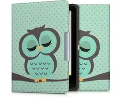 Housse kwmobile pour Tolino Vision 1 / 2 / 3 / 4 HD - Etui pour liseuse en turquoise / marron / vert menthe - Design Sleeping Owl