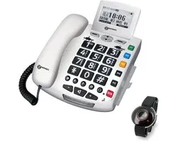 Téléphone GEEMARC SERENITIES avec BOUTON SOS portable. Avec affichage du nombre et remplacement du son de 30 dB, adapté à THE DAD OF HEARING et DAD OF SIGHT