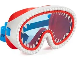 Bling2o MASQUE DE NATATION : SHARK ATTACK - Chewy Blue, silicone, bandeau réglable, protection UV 100%, anti-buée, dans une boîte de rangement transparente, 6+