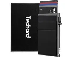Techard Pasjeshouder Creditcardhouder Kaarthouder RFID Bescherming Portemonnee Pashouder Uitschuifbaar 2026 Model - Inclusief Luxe Cadeaubox