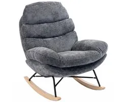 HOMCOM Rocking Chair-Polyester, Schaumstoff-80 x 103 x 91 cm-Dunkelgrau