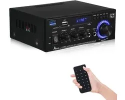 Mini Stereo Bluetooth Audio Amplifier met FM Radio en Remote Control