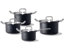 BK Q-linair Master Black kookpottenset - 4-delig - veilig afgietsysteem - inc. RVS deksel - inductie