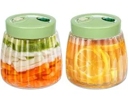 Pot de Fermentation - Pots de Fermentation - 2 Pièces - 1 Litre - Récipient à Kimchi - Pot de Fermentation Avec 2 Trous d'Aération - Parfait Pour la Fermentation du Kimchi - Choucroute - Levain - Pots Mason Avec Couvercles